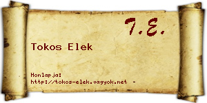 Tokos Elek névjegykártya